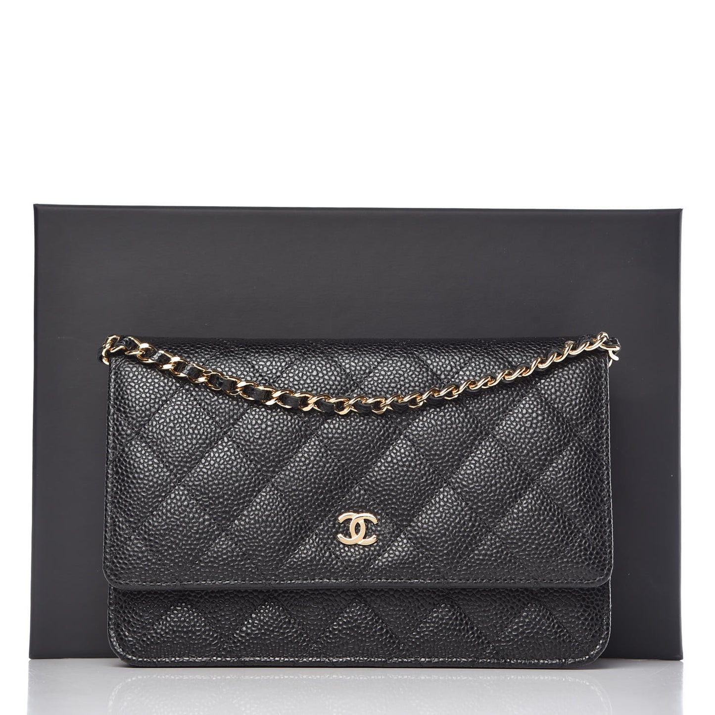 Caviar Quilted Wallet On Chain WOC Black
