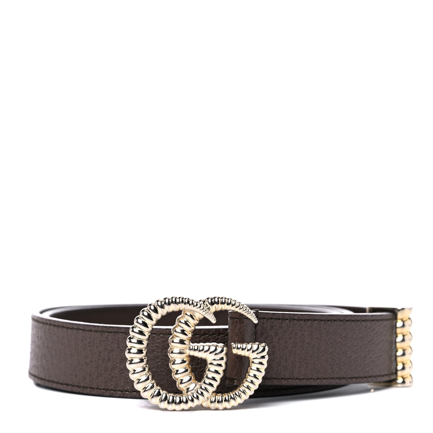 Textured Dollar Calfskin Torchon Double G 25mm Belt 85 34 New Acero