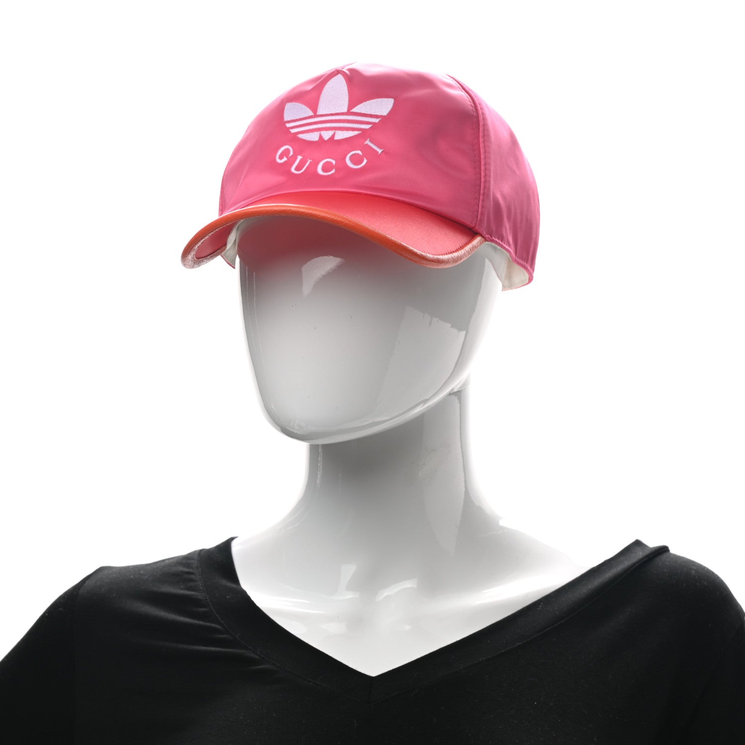 Gucci X ADIDAS Satin Trefoil Logo MC Rolly Baseball Hat Fuxia Red 2 of 10