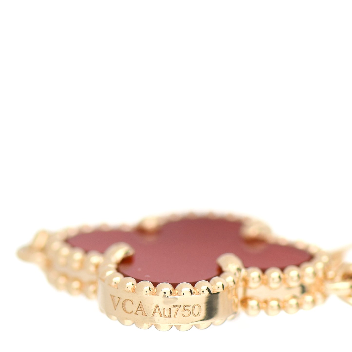 18K Yellow Gold Carnelian 5 Motifs Vintage Alhambra Bracelet