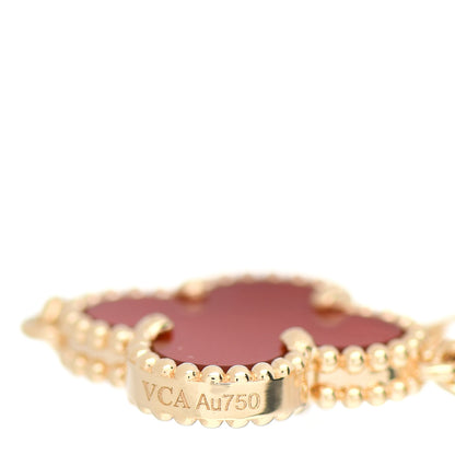 Van Cleef & Arpels 18K Yellow Gold Carnelian 5 Motifs Vintage Alhambra Bracelet 3 of 4