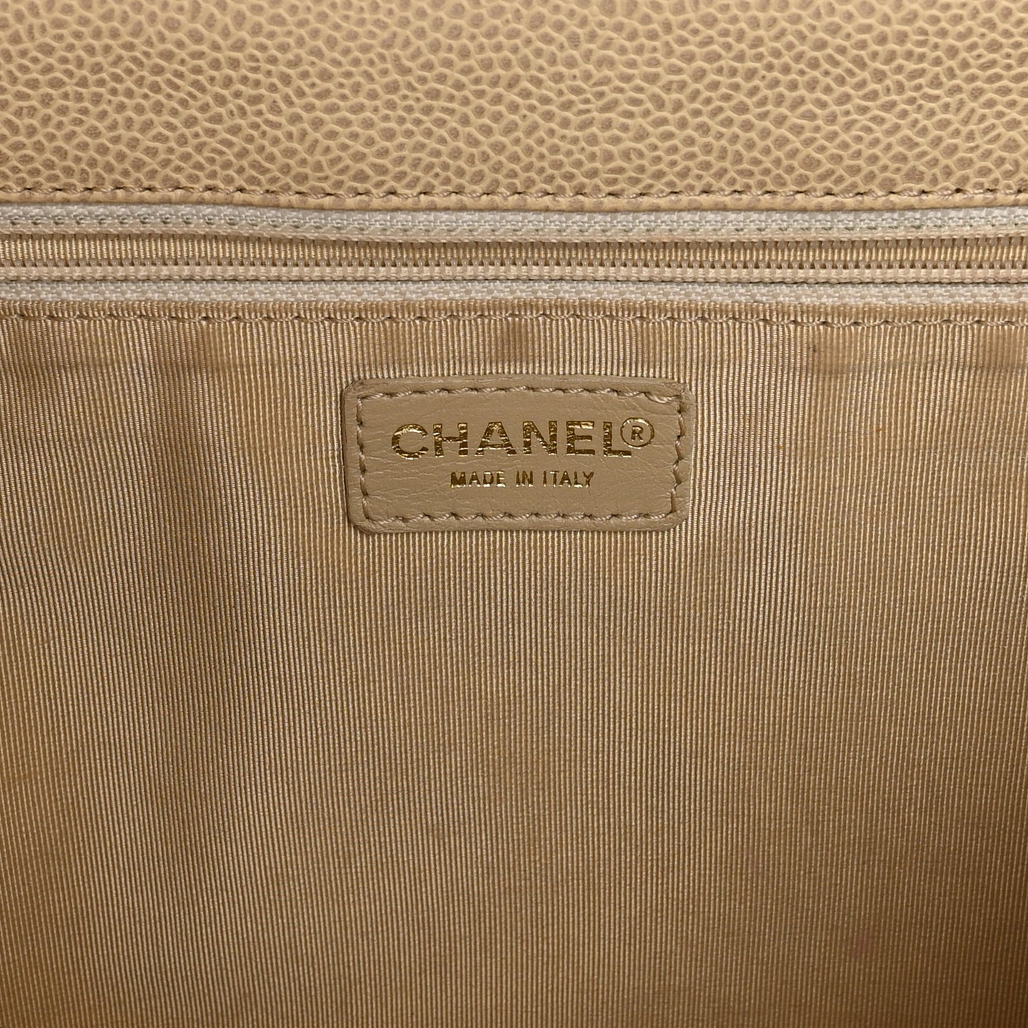 Caviar Diamond Stitch Oversized Flap Clutch Beige