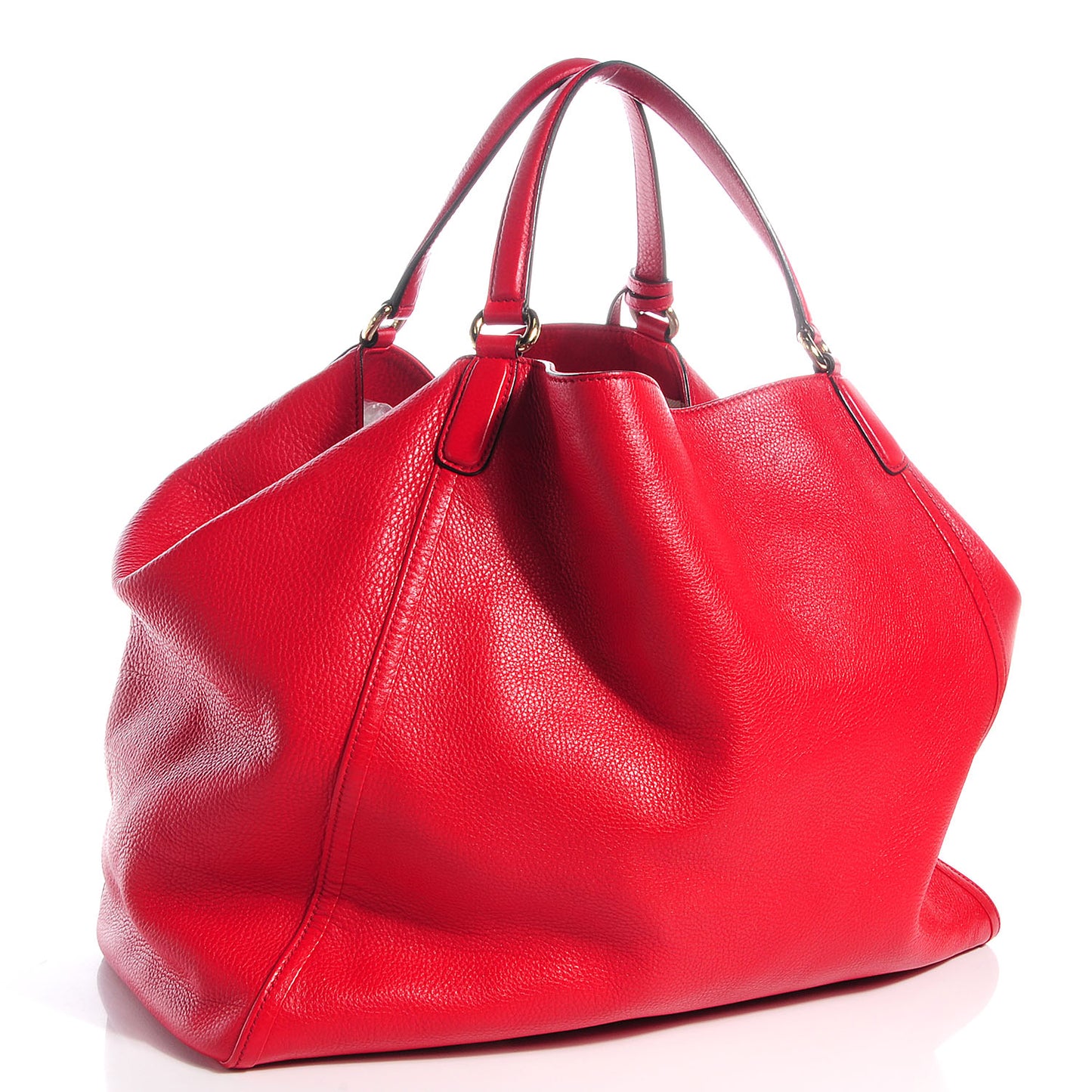 Pebbled Calfskin Large Soho Shoulder Bag Red