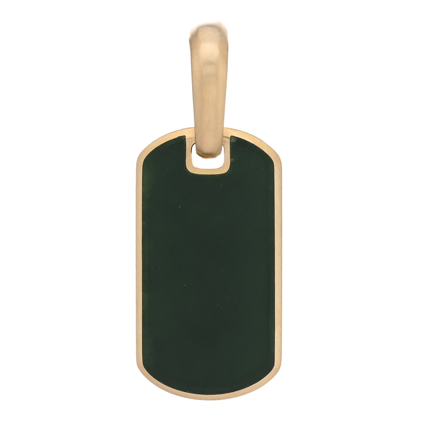 18K Yellow Gold Nephrite Jade 21mm Chevron Dog Tag Pendant