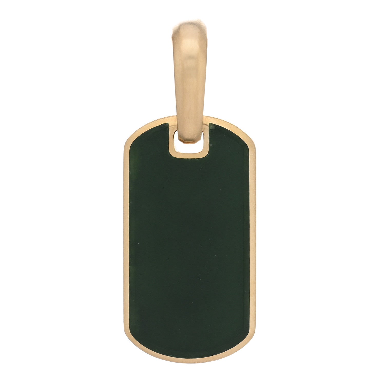 David Yurman 18K Yellow Gold Nephrite Jade 21mm Chevron Dog Tag Pendant 1 of 4