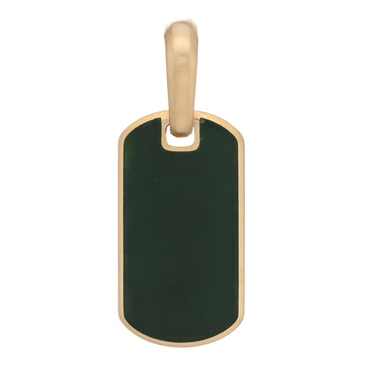 David Yurman 18K Yellow Gold Nephrite Jade 21mm Chevron Dog Tag Pendant 1 of 4
