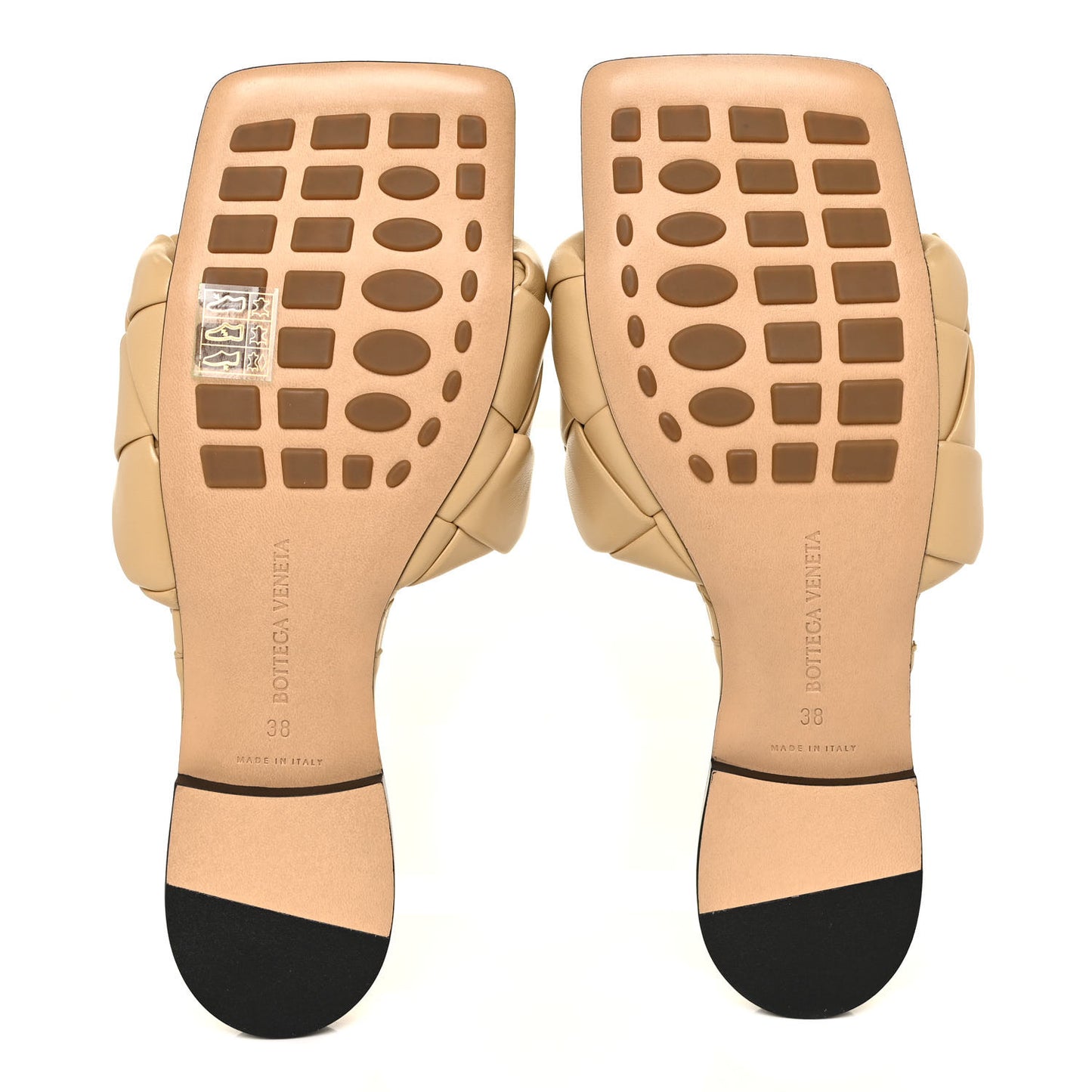 Nappa Maxi Intrecciato Lido Flat Sandals 38 Cane Sugar