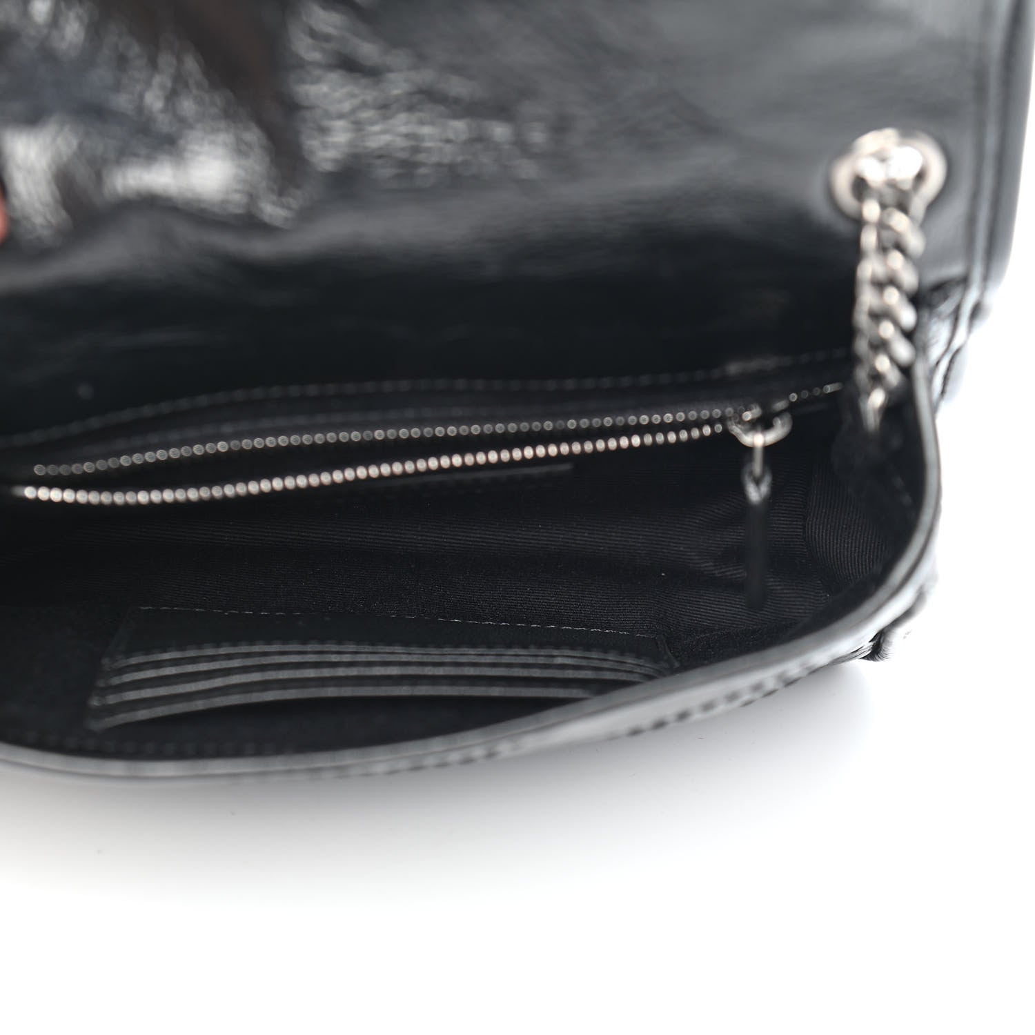 Saint Laurent Crinkled Calfskin Matelasse Monogram Niki Chain Wallet Black 5 of 8