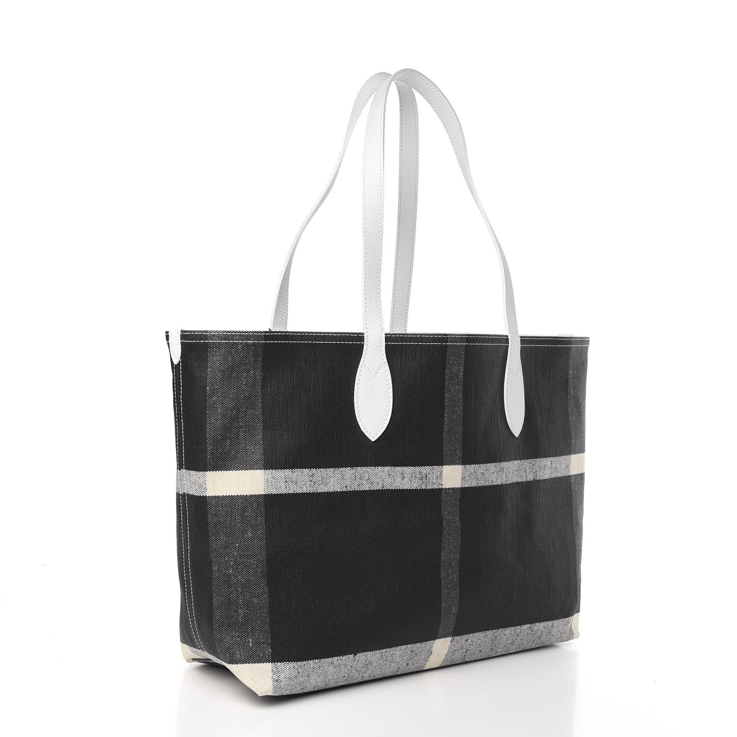 Burberry Coated Canvas Mega Check Medium Doodle Tote Black White 6 of 14