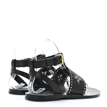 Louis Vuitton Soft Calfskin Perforated Horizon Flat Sandals 37 Black 4 of 8