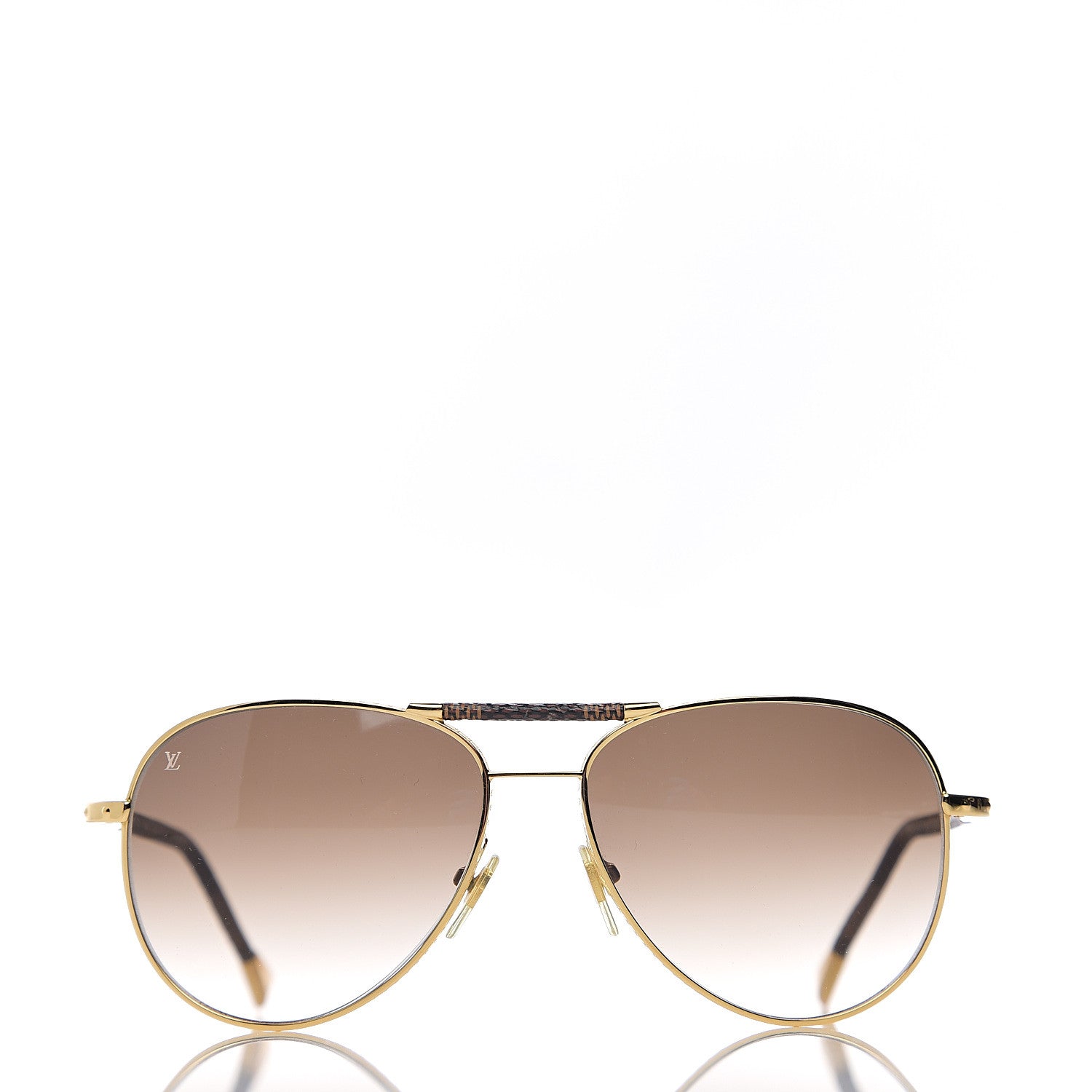 Louis Vuitton Damier Ebene Conspiration Pilote Aviator Sunglasses Z0202U Gold 2 of 8