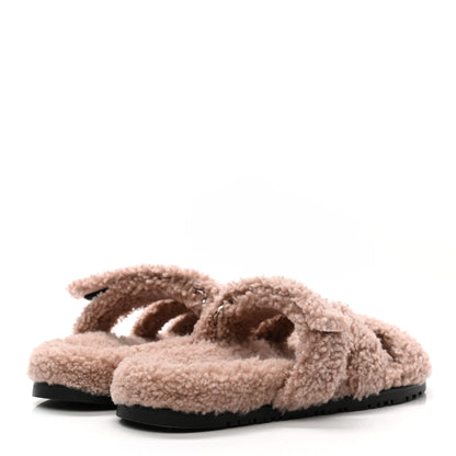 Hermes Woolskin Womens Chypre Sandals 39 Bois De Santal 4 of 8