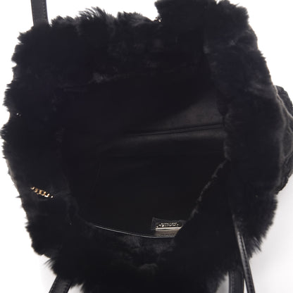 Chanel Rabbit Fur Quilted Embellished Shopping Tote Black 6 of 11