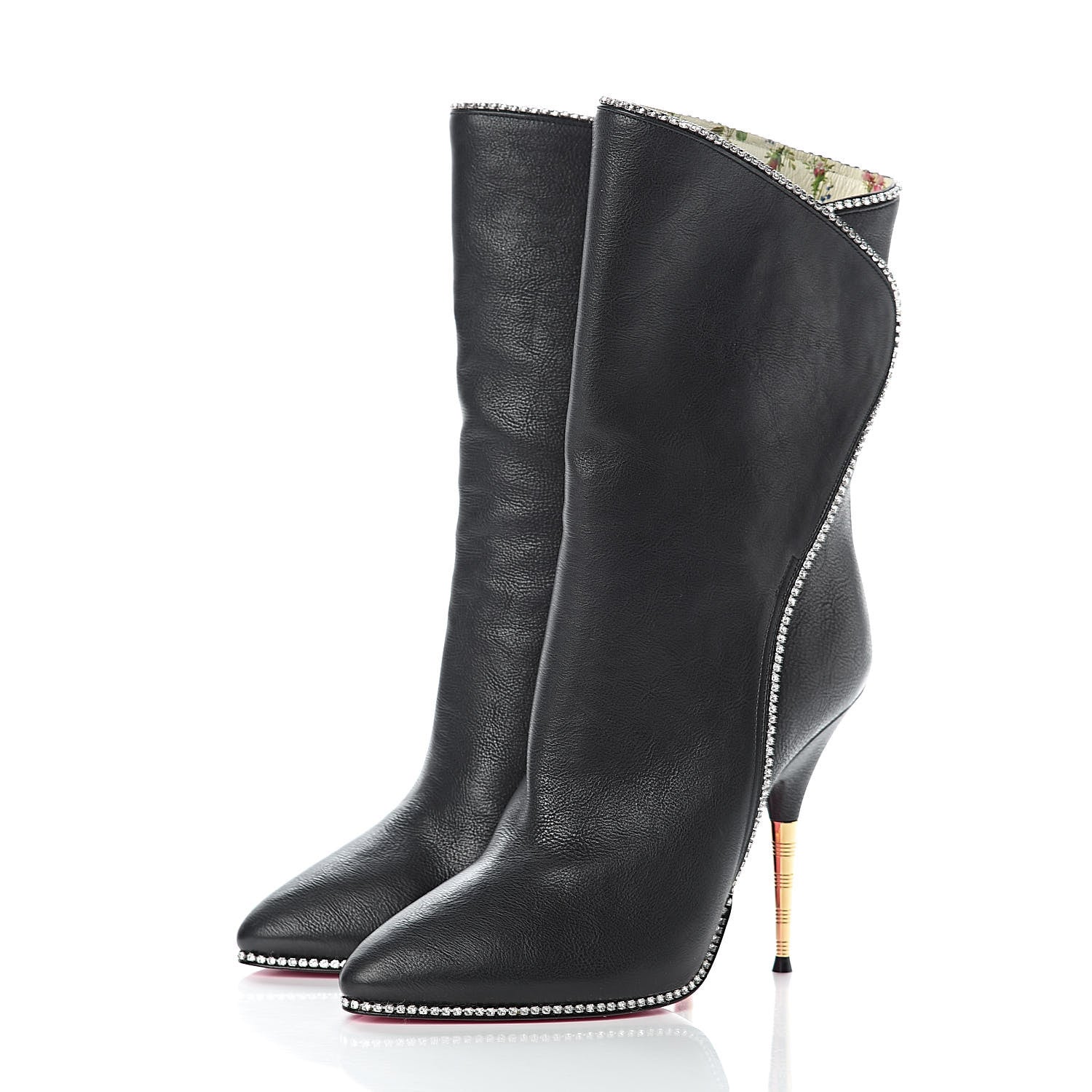 Gucci Calfskin Crystal Fosca Boots 36.5 Black 3 of 10