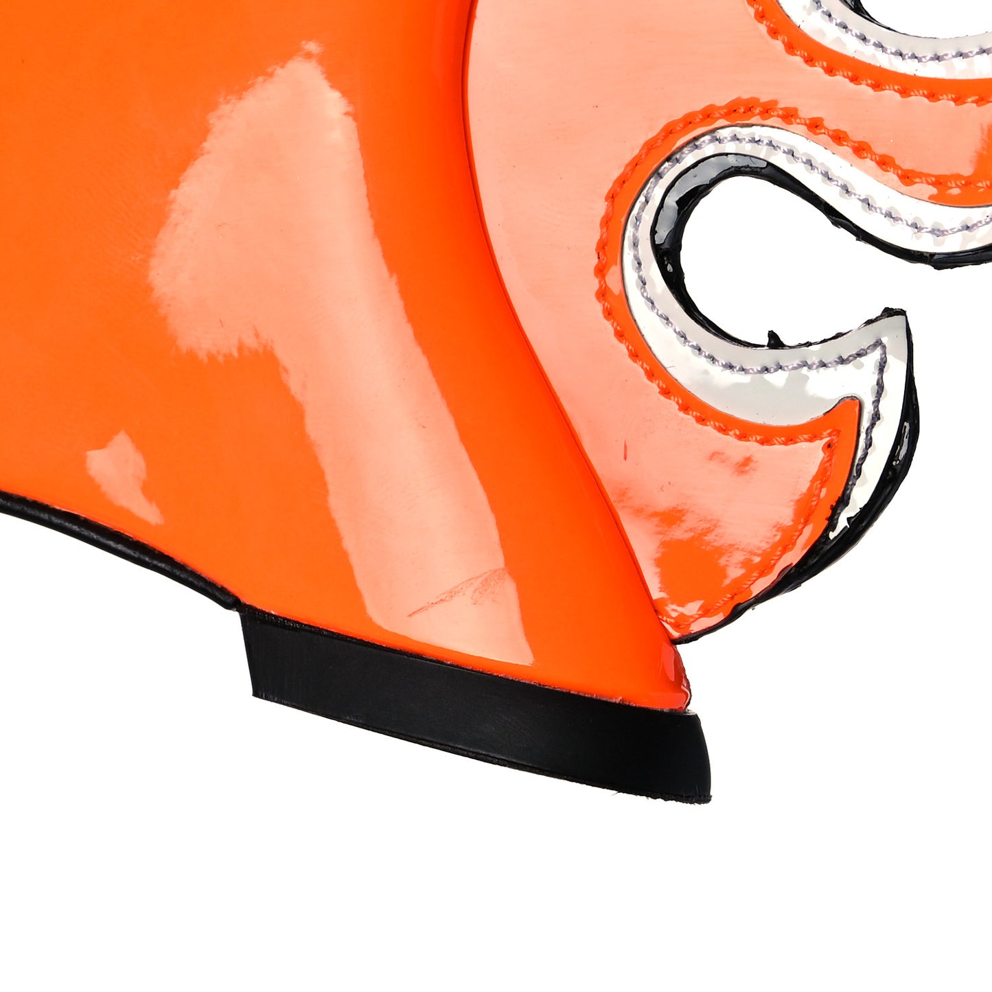 Patent Flame Wedge Sandals 36.5 Arancio Fluo