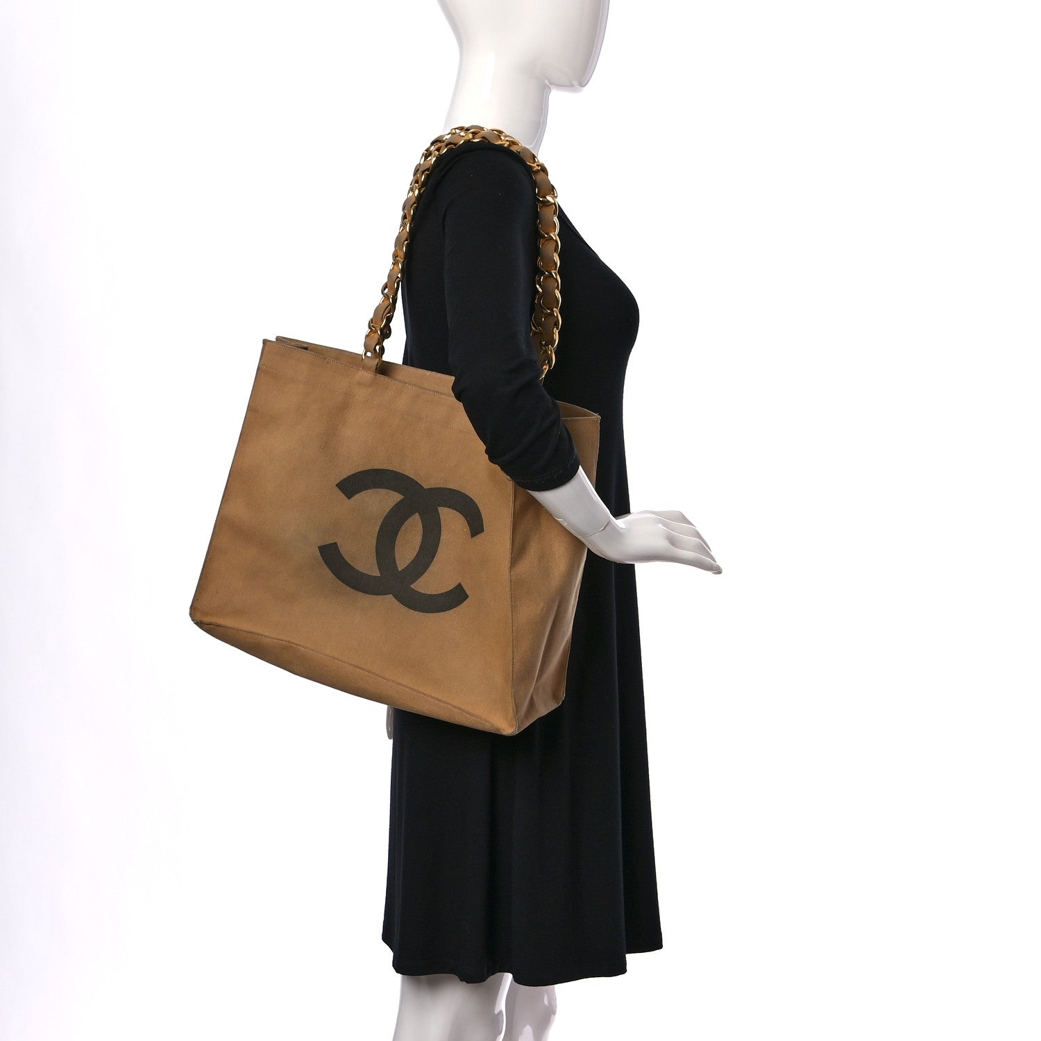 Chanel Canvas CC Logo Shopping Tote Beige 2 of 17