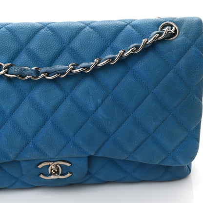 Chanel Iridescent Caviar Quilted Jumbo Double Flap Blue 17 of 21