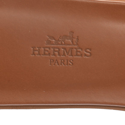Hermes Box Calfskin Oran Sandals 37.5 Gold 7 of 9