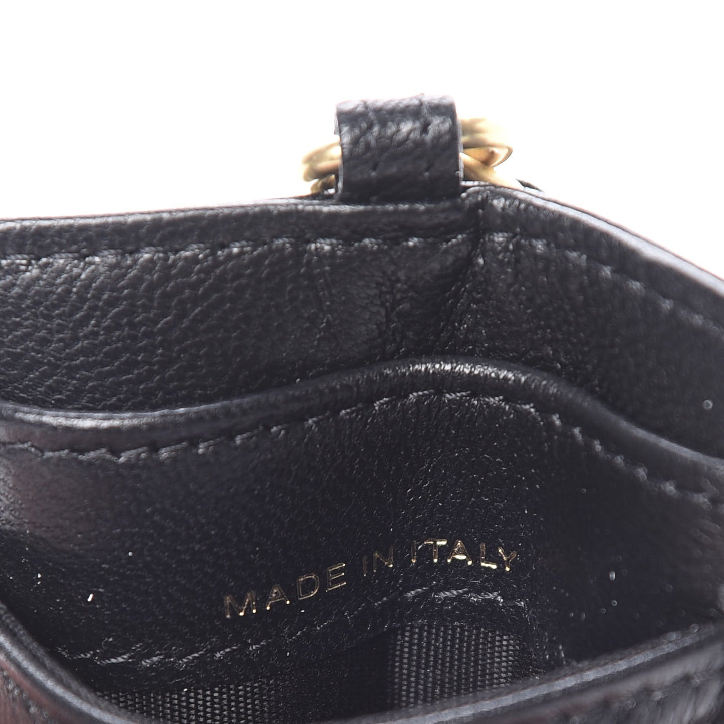 Goatskin Quilted 19 Card Holder On Chain Black