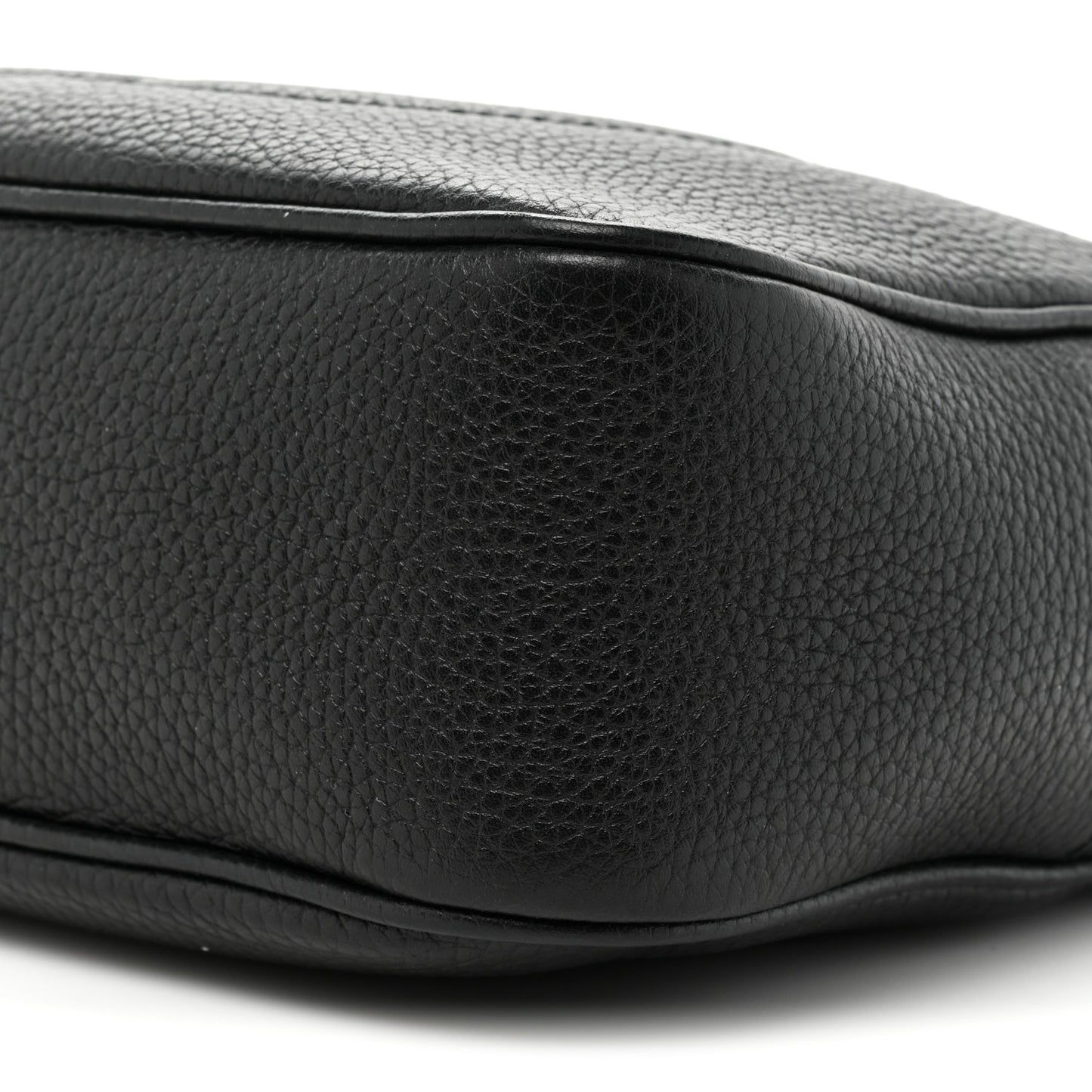 Pebbled Calfskin Small Soho Disco Bag Black