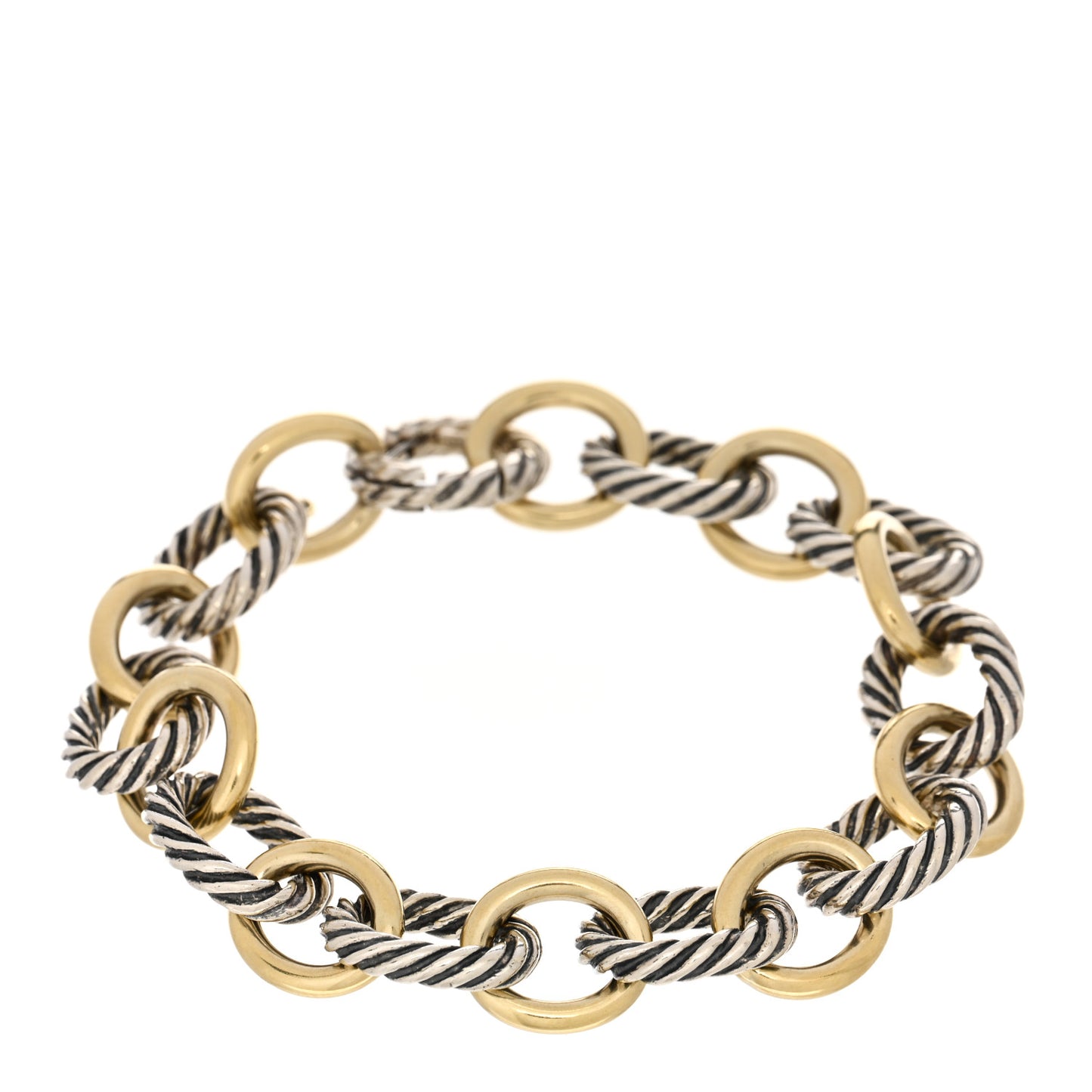 Sterling Silver 18K Yellow Gold 12mm Large Oval Link Bracelet