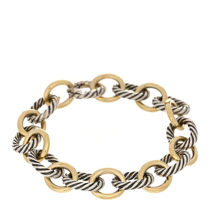 David Yurman Sterling Silver 18K Yellow Gold 12mm Large Oval Link Bracelet 1 of 3