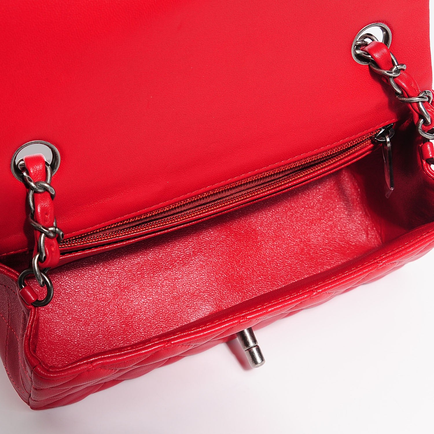 Chanel Lambskin Quilted Mini Rectangular Flap Red 5 of 9