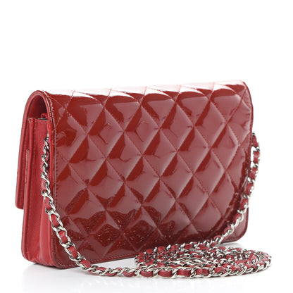 Chanel Patent Quilted Brilliant Wallet On Chain WOC Red 3 of 14