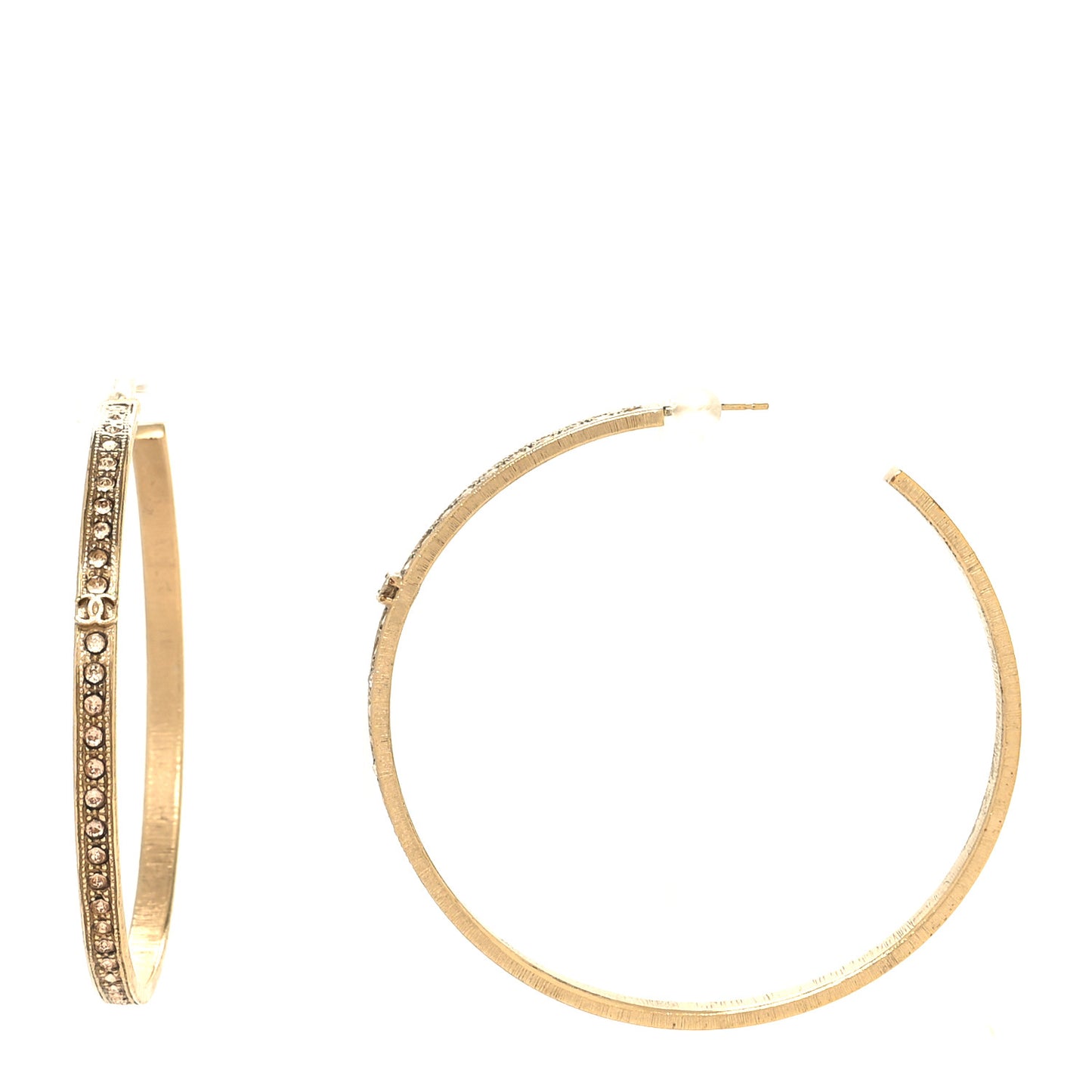 Crystal CC Hoop Earrings Gold