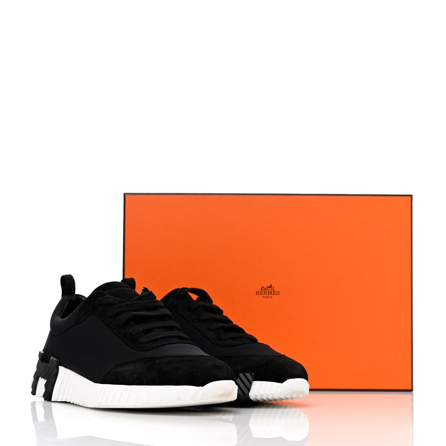 Hermes Technical Jersey Suede Goatskin Bouncing Sneakers 36 Black White 14 of 14