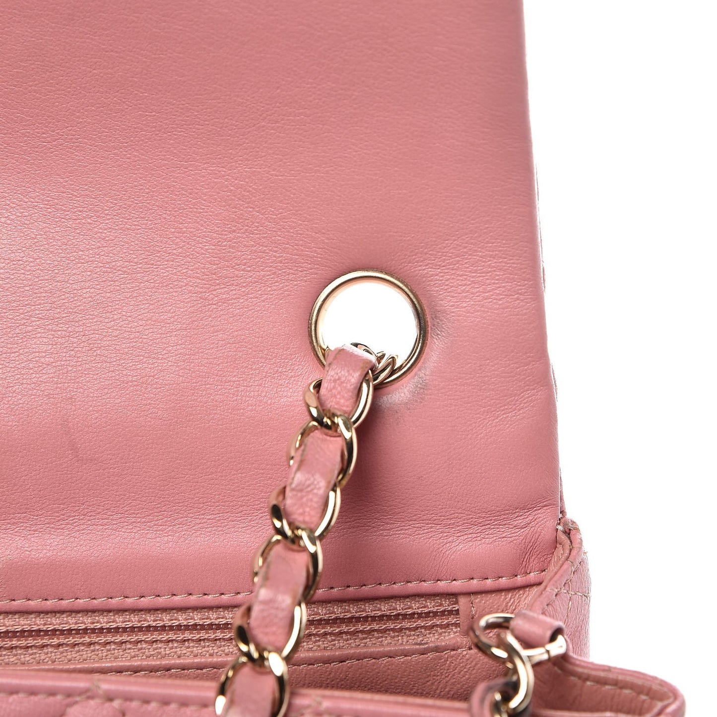 Lambskin Quilted Mini Rectangular Flap Pink