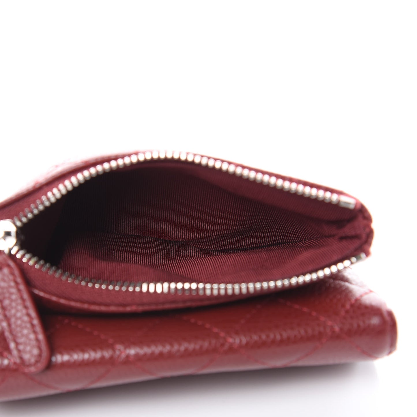 Caviar Quilted Coin Purse Dark Red