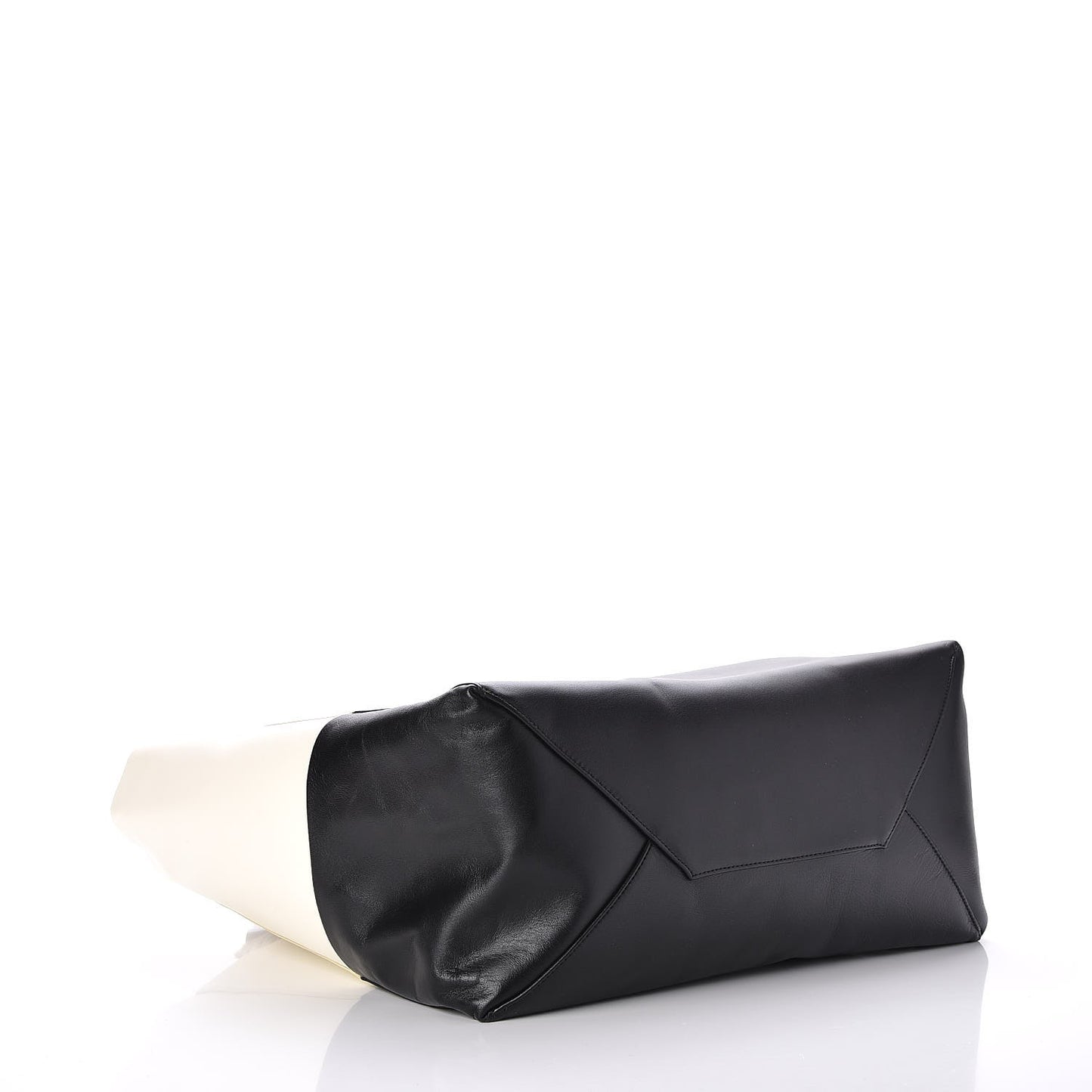 Lambskin Horizontal Bi-Cabas White Black