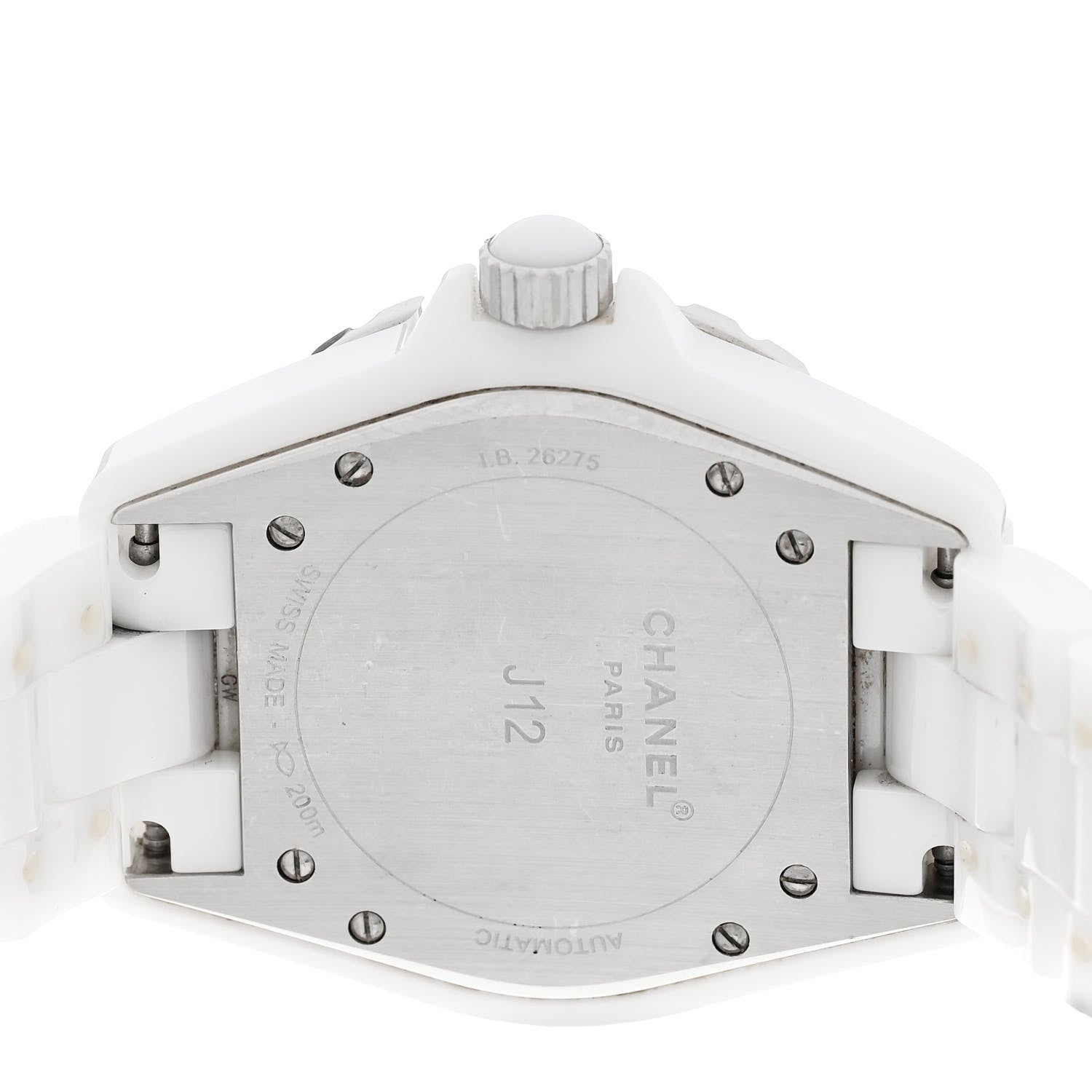 Chanel Stainless Steel Ceramic Diamond 38mm J12 Automatic Watch White 4 of 4