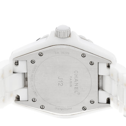 Chanel Stainless Steel Ceramic Diamond 38mm J12 Automatic Watch White 4 of 4