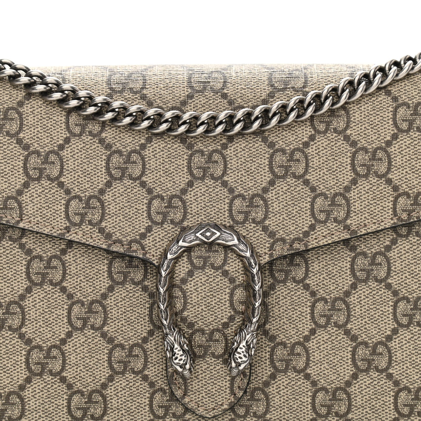 GG Supreme Monogram Mini Dionysus Chain Wallet Beige Black