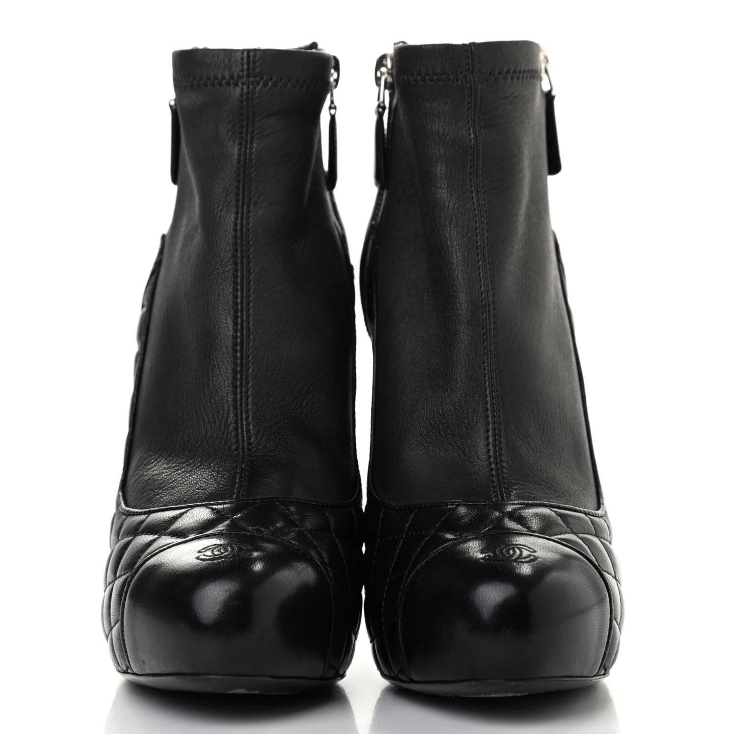 Chanel Lambskin Quilted CC Booties 38.5 Black 2 of 10