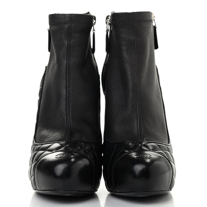 Chanel Lambskin Quilted CC Booties 38.5 Black 2 of 10