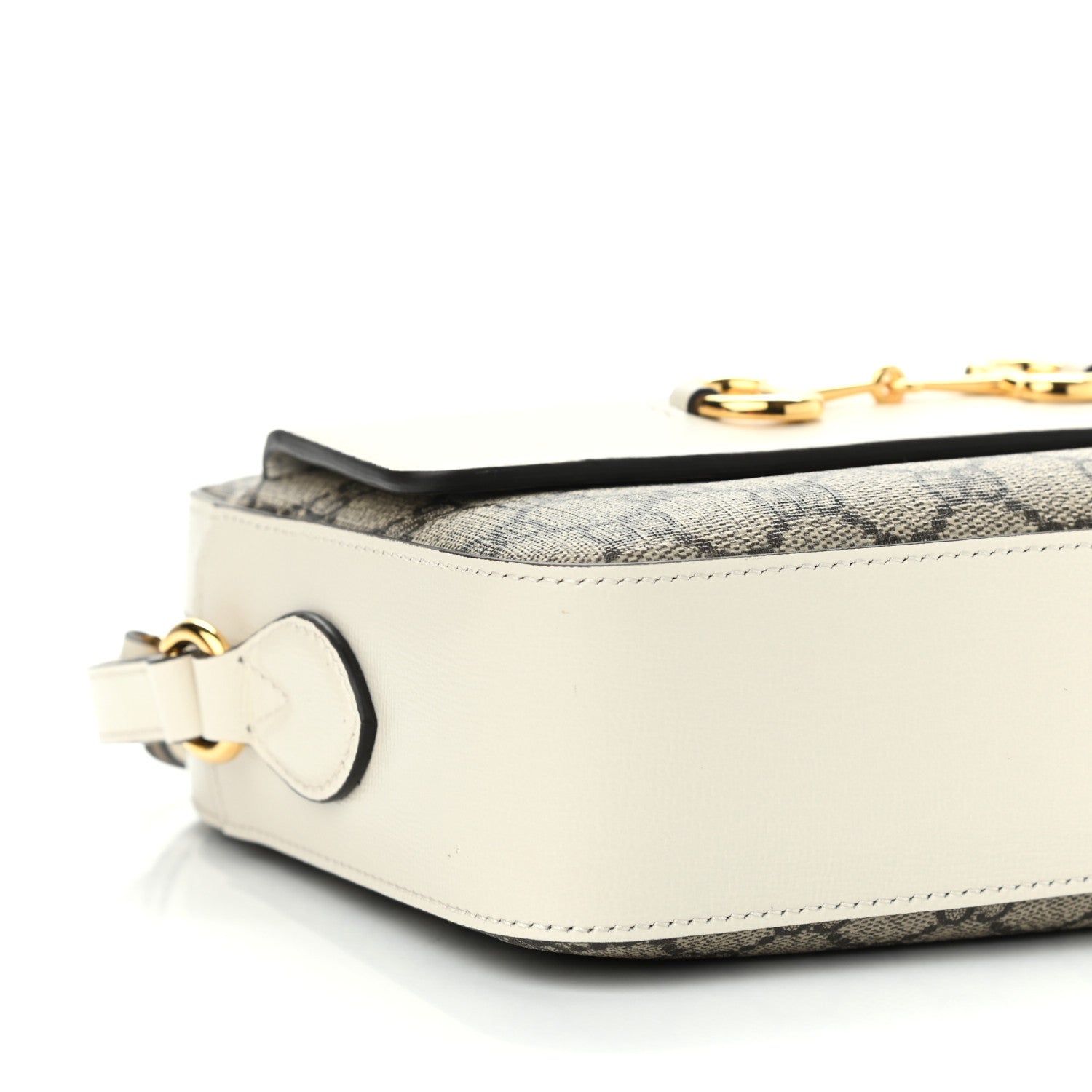 Gucci GG Supreme Monogram Small Horsebit 1955 Shoulder Bag Beige Mystic White 9 of 10
