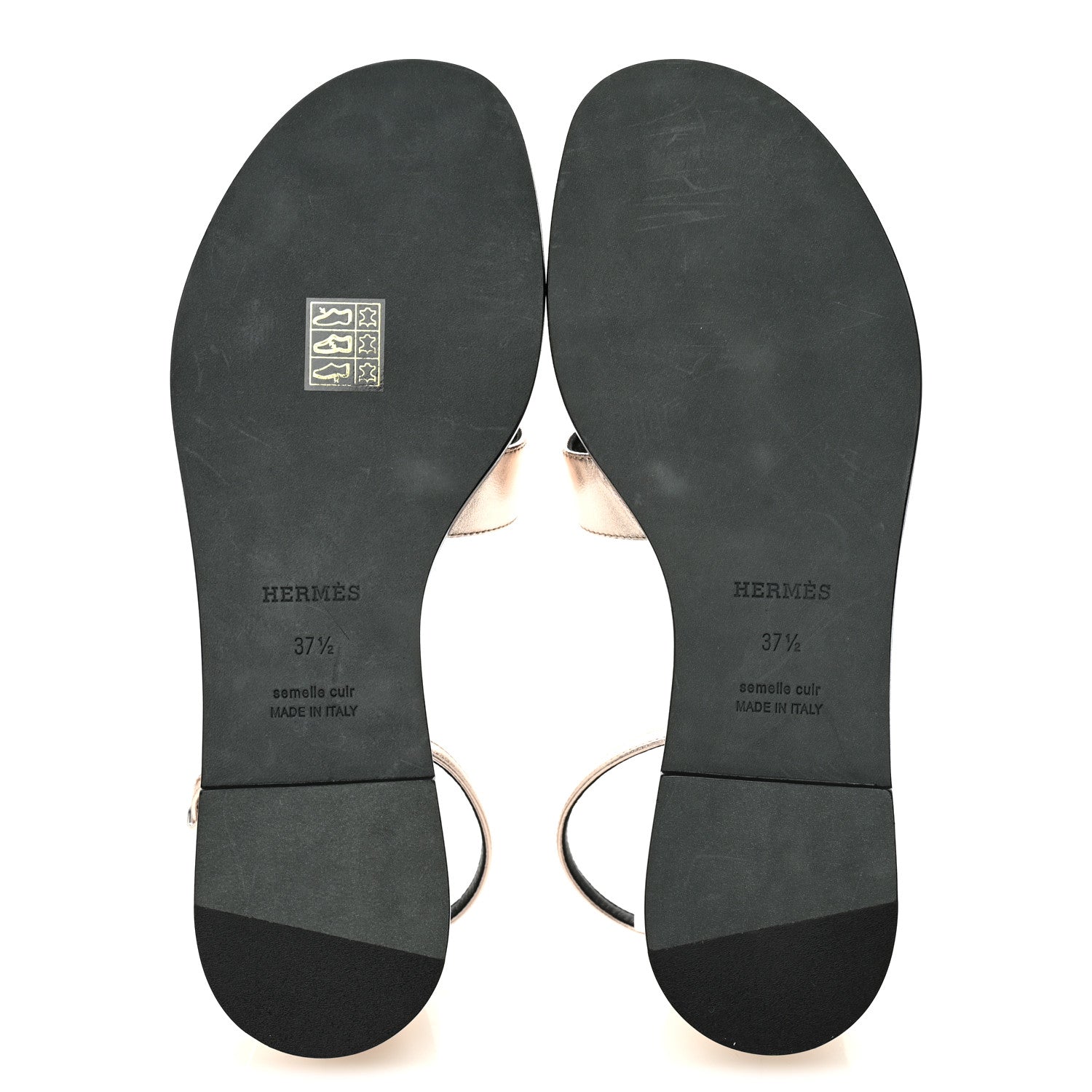 Hermes Metallic Nappa Santorini Sandals 37.5 Rose Doré 6 of 11