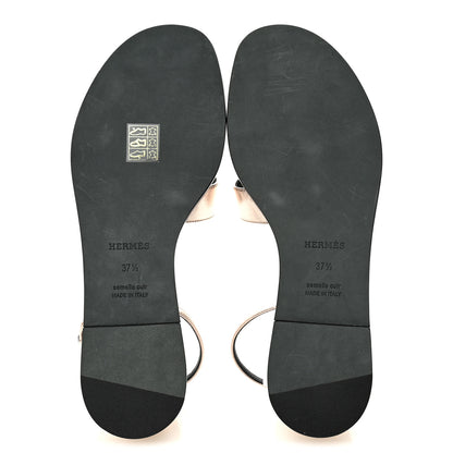 Hermes Metallic Nappa Santorini Sandals 37.5 Rose Doré 6 of 11