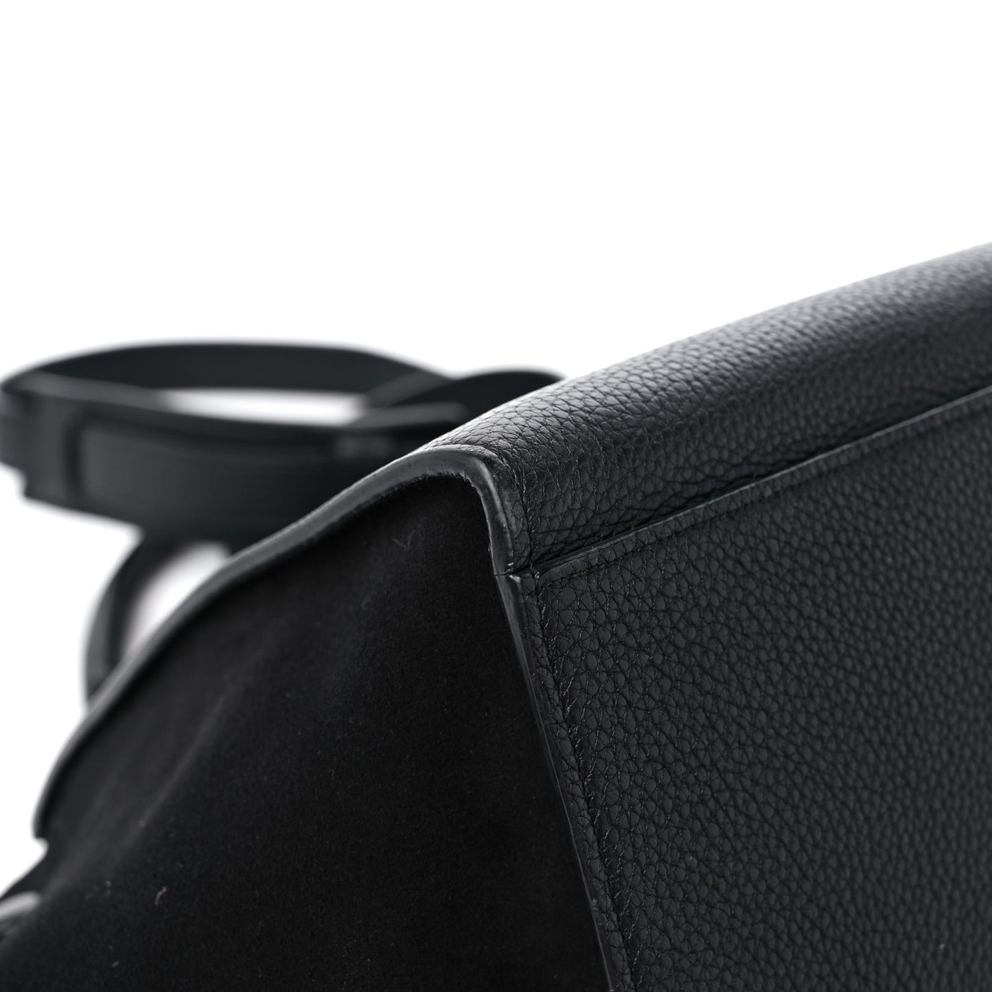 Drummed Calfskin Suede Medium Trapeze Black