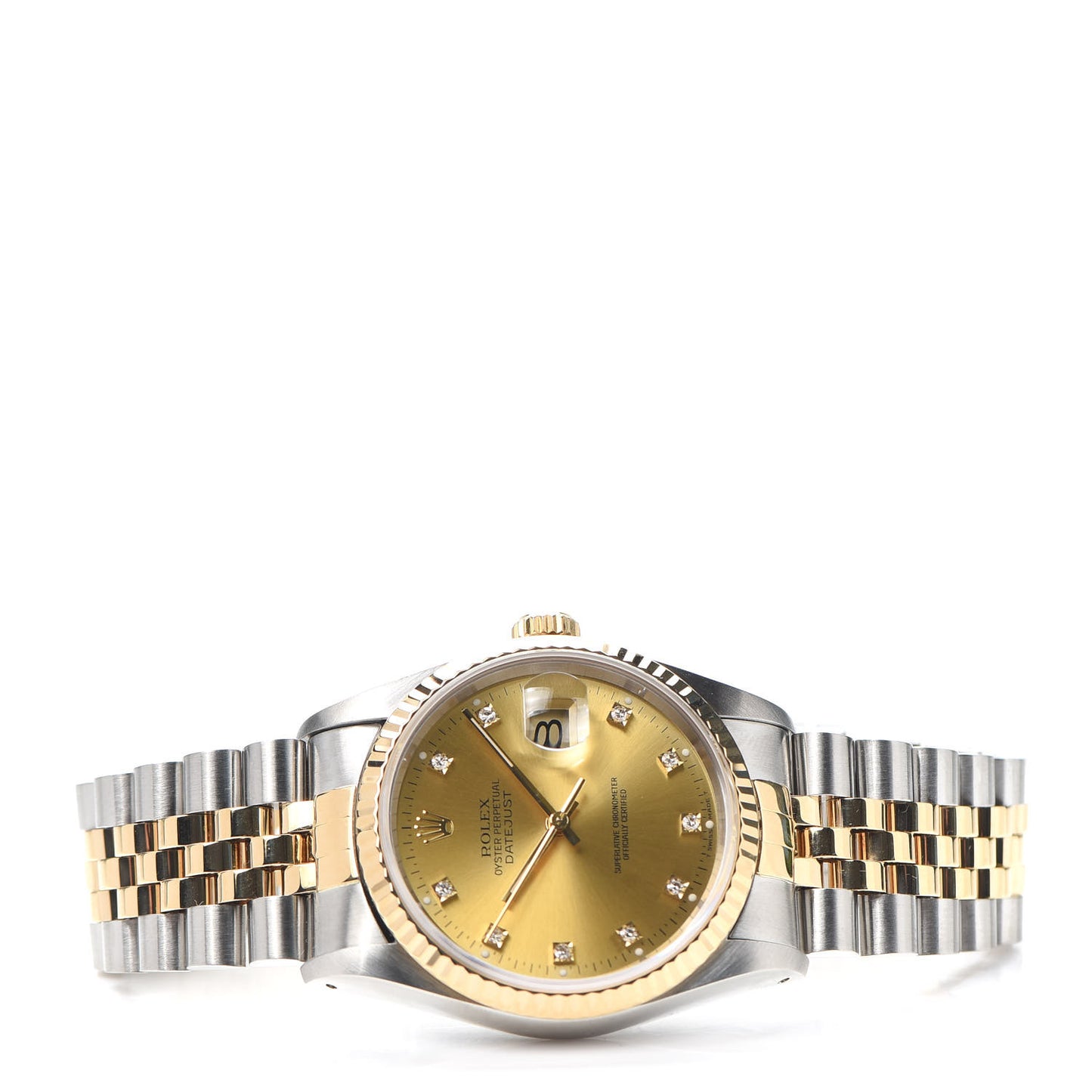 Stainless Steel 18K Yellow Gold Diamond 36mm Oyster Perpetual Datejust Watch Champagne 16233