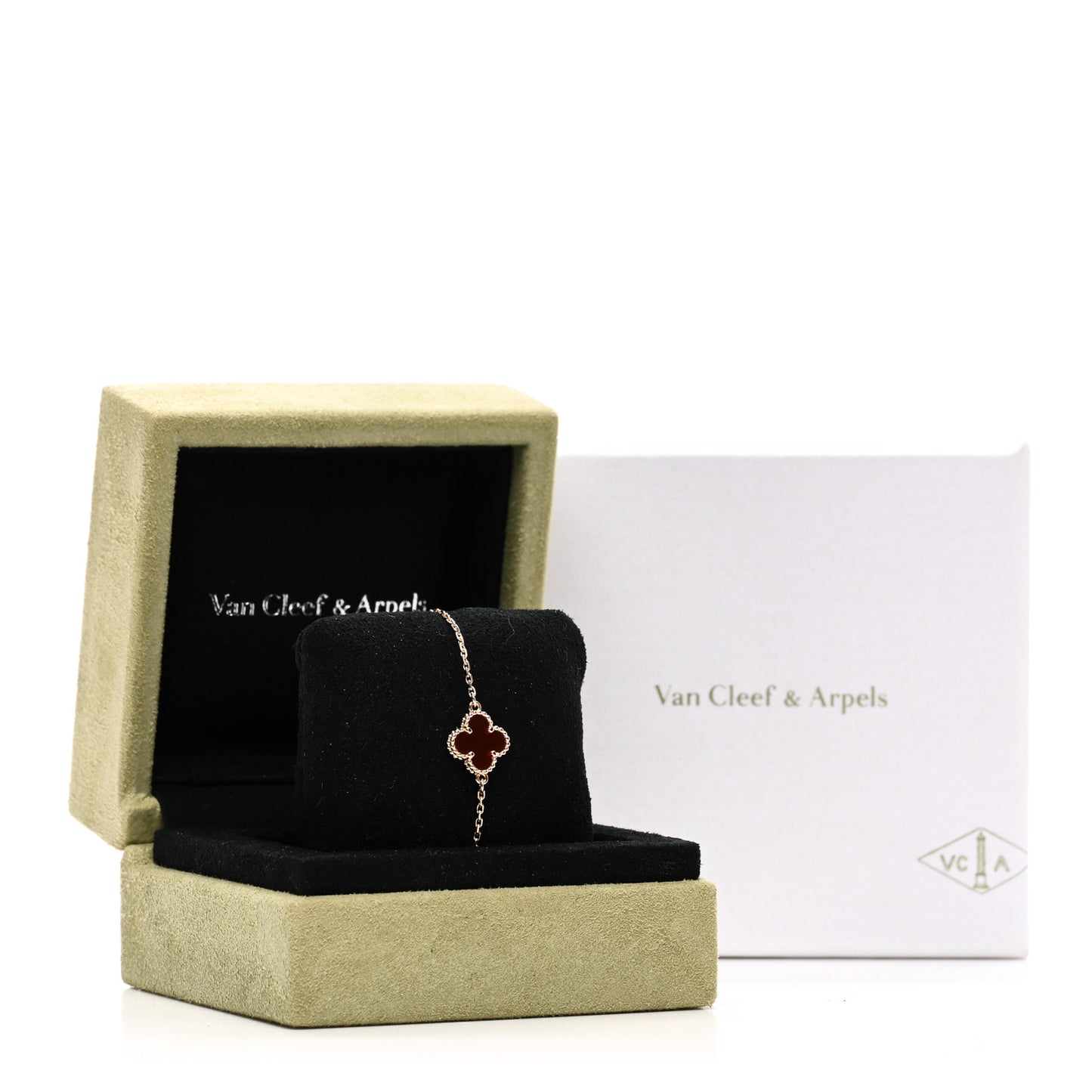 18K Rose Gold Carnelian Sweet Alhambra Bracelet