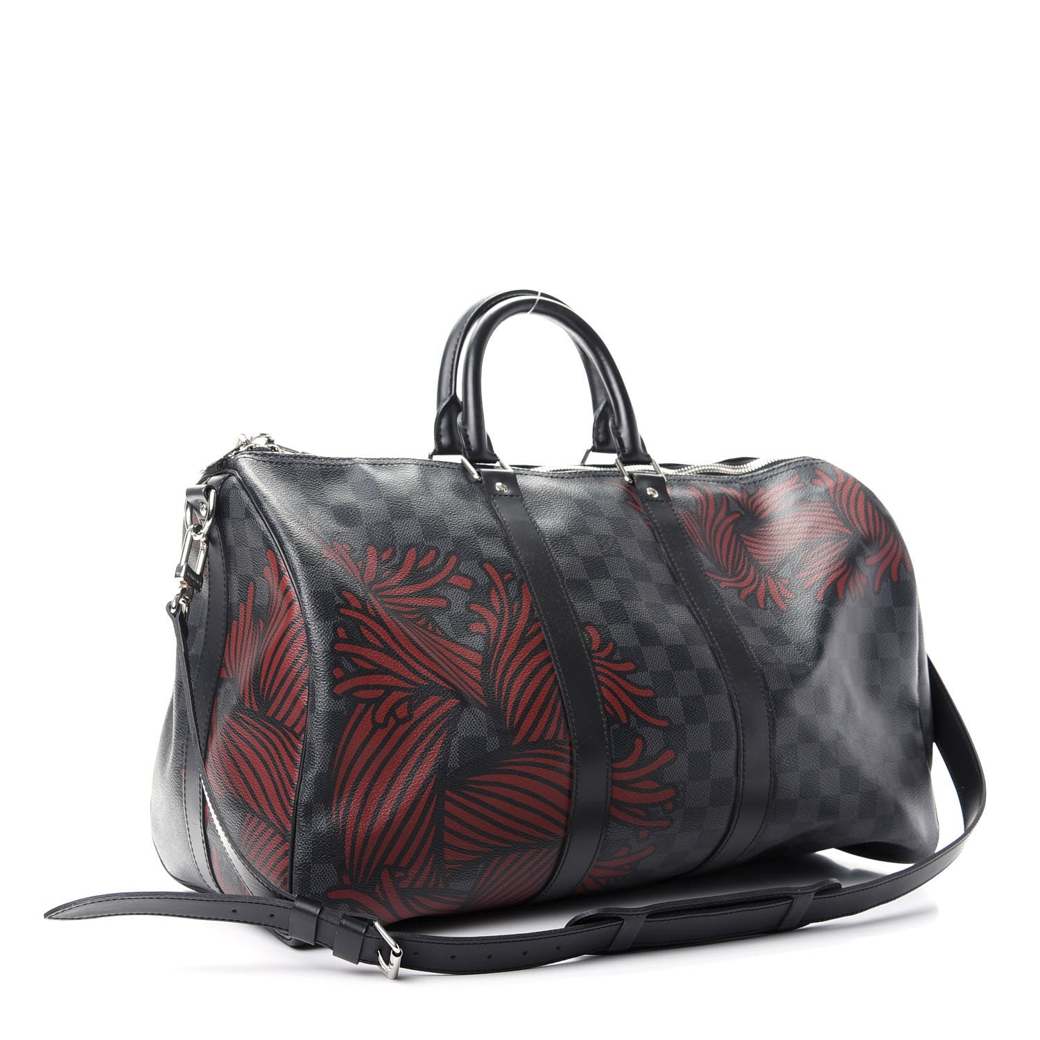 Louis Vuitton Damier Graphite Rope Keepall Bandouliere 45 Red 2 of 7