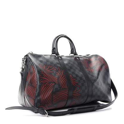 Louis Vuitton Damier Graphite Rope Keepall Bandouliere 45 Red 2 of 7