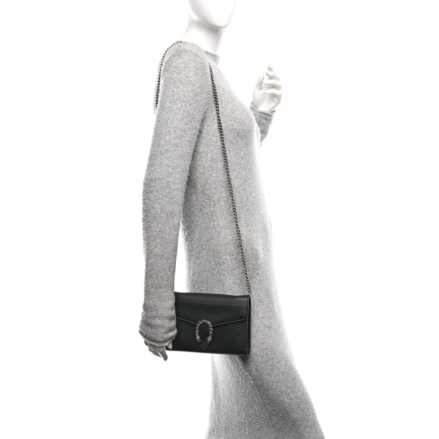 Calfskin Mini Dionysus Chain Wallet Black