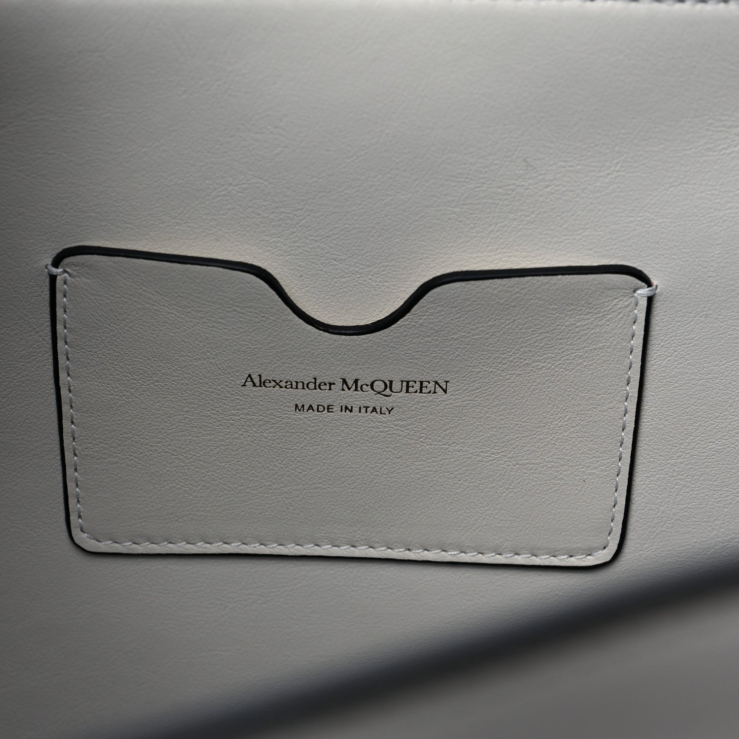 Alexander McQueen Calfskin Embossed Signature Shopper White Red 6 of 7