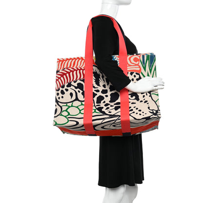 Hermes Cotton Canvas Jaguar Quetzal Beach Bag 2 of 9