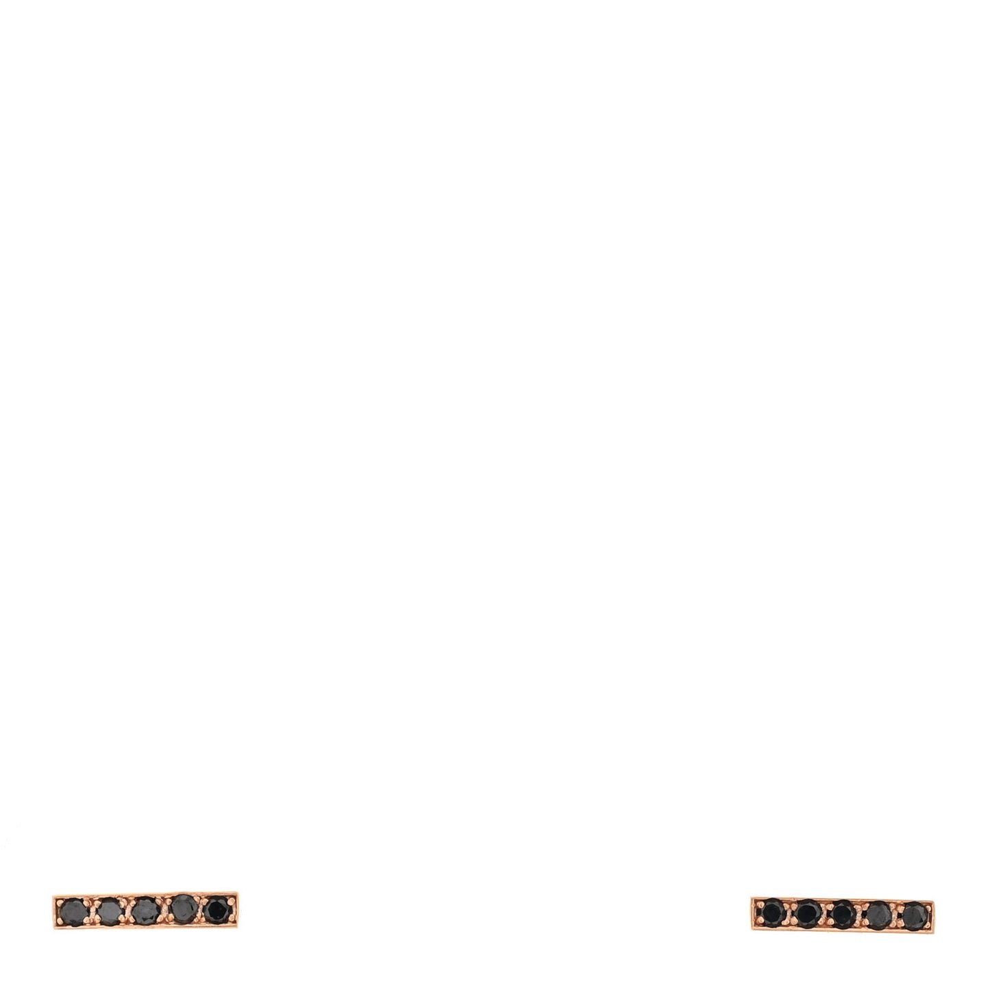 18K Rose Gold Black Diamond Bar Stud Earrings